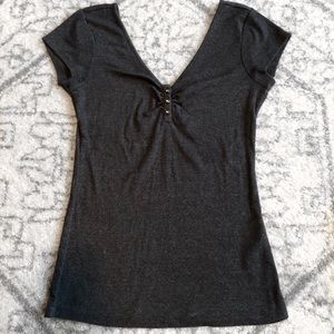 Guess dark gray v neck T-shirt